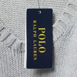 مملوكة مسبقًا Polo Ralph Lauren Grey Cotton Knit Crew Neck Sweater XXL
