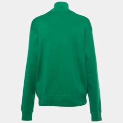 Pre Owned Polo Ralph Lauren Green Cotton Knit Half Zip Sweater L