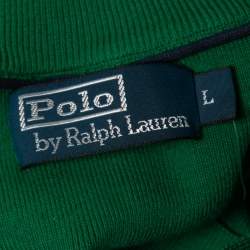 Pre Owned Polo Ralph Lauren Green Cotton Knit Half Zip Sweater L
