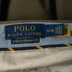 Pre Owned Polo Ralph Lauren Green Cotton Straight Fit Trousers L