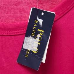 Pre Owned Polo Ralph Lauren Pink/Blue Logo Embroidered Cotton Crew Neck Long Sleeve T-Shirt L 