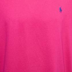 Pre Owned Polo Ralph Lauren Pink/Blue Logo Embroidered Cotton Crew Neck Long Sleeve T-Shirt L 