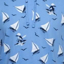 Pre Owned Polo Ralph Lauren Blue All-Over Yacht Print Cotton Hooded Sweatshirt S