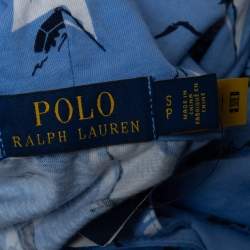 Pre Owned Polo Ralph Lauren Blue All-Over Yacht Print Cotton Hooded Sweatshirt S