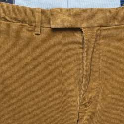 Pre Owned Polo Ralph Lauren Brown Corduroy Stretch Slim Fit Trousers L Waist 31"
