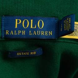 Pre Owned Polo Ralph Lauren Green Cotton Printed Zip-Up Sweater L