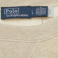 Pre Owned Polo Ralph Lauren Beige Logo Embroidered Knit Sweatshirt L