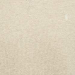 Pre Owned Polo Ralph Lauren Beige Logo Embroidered Knit Sweatshirt L