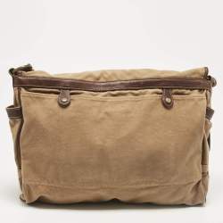 Polo Ralph Lauren Brown/Khaki Canvas Oversized Messenger Bag