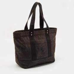 Pre Owned Polo Ralph Lauren Metallic Canvas Big Pony Tote