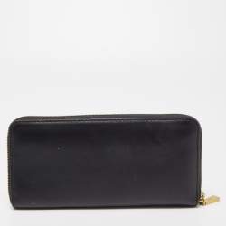 Pre Owned Polo Ralph Lauren Black Leather Zip Around Continental Wallet 