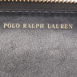 Pre Owned Polo Ralph Lauren Black Leather Zip Around Continental Wallet 