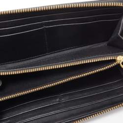 Pre Owned Polo Ralph Lauren Black Leather Zip Around Continental Wallet 
