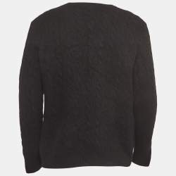 Pre Owned Polo Ralph Lauren Black Cable Knit Crew Neck Sweatshirt XXL