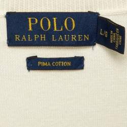 مملوكة مسبقًا Polo Ralph Lauren Cream Cotton Knit Sleeveless Sweater L