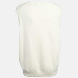 مملوكة مسبقًا Polo Ralph Lauren Cream Cotton Knit Sleeveless Sweater L