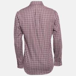 Pre Owned  Polo Ralph Lauren Burgundy Plaid Cotton Buttoned Down Shirt M