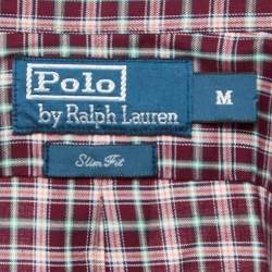 Pre Owned  Polo Ralph Lauren Burgundy Plaid Cotton Buttoned Down Shirt M