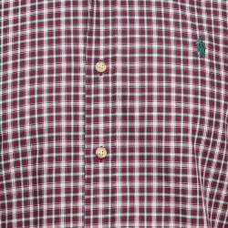Pre Owned  Polo Ralph Lauren Burgundy Plaid Cotton Buttoned Down Shirt M
