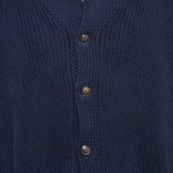 Pre Owned Polo Ralph Lauren Navy Blue Cotton Knit Button Front Cardigan L