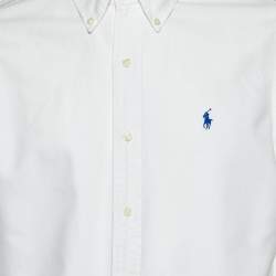 Pre Owned Polo Ralph Lauren White Cotton Custom Fit Button Down Shirt M