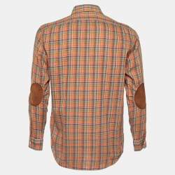 Pre Owned Polo Ralph Lauren Orange Plaid Checked Cotton Long Sleeve Shirt S