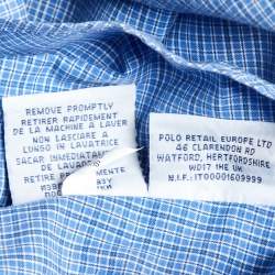 Pre Owned Polo Ralph Lauren Blue Checked Cotton Slim Fit Button Down Shirt M
