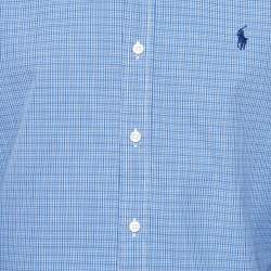 Pre Owned Polo Ralph Lauren Blue Checked Cotton Slim Fit Button Down Shirt M