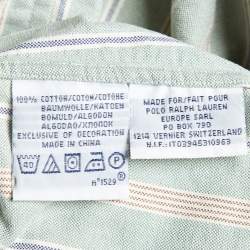Pre Owned Polo Ralph Lauren Light Green Striped Cotton Button Down Shirt S