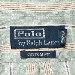 Pre Owned Polo Ralph Lauren Light Green Striped Cotton Button Down Shirt S