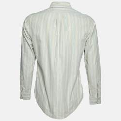 Pre Owned Polo Ralph Lauren Light Green Striped Cotton Button Down Shirt S