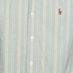 Pre Owned Polo Ralph Lauren Light Green Striped Cotton Button Down Shirt S