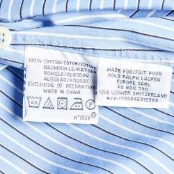 Pre Owned Polo Ralph Lauren Blue Striped Cotton Slim Fit Button Down Shirt M