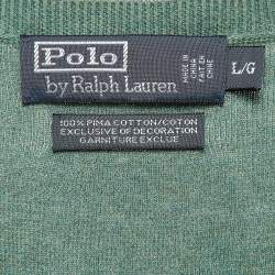 Pre Owned Polo Ralph Lauren Green Cotton Knit Sleeveless T-Shirt L