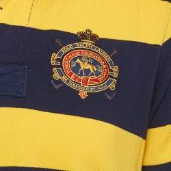 Pre Owned Polo Ralph Lauren Blue/Yellow Striped Pique Cotton Polo T-Shirt M