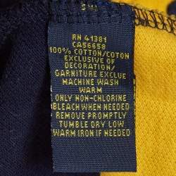 Pre Owned Polo Ralph Lauren Blue/Yellow Striped Pique Cotton Polo T-Shirt M