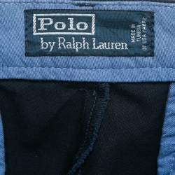 Pre Owned Polo Ralph Lauren Navy Blue Gabardine Straight-Leg Trousers L