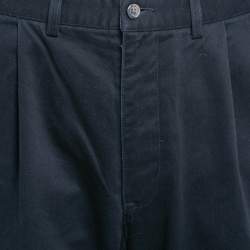 Pre Owned Polo Ralph Lauren Navy Blue Gabardine Straight-Leg Trousers L