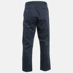 Pre Owned Polo Ralph Lauren Navy Blue Gabardine Straight-Leg Trousers L