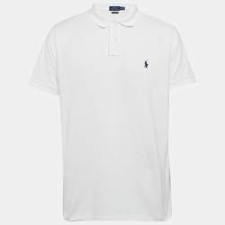 مملوكة مسبقًا Polo Ralph Lauren White Logo Embroidered Cotton Pique Knit Polo T-Shirt XL