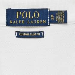 مملوكة مسبقًا Polo Ralph Lauren White Logo Embroidered Cotton Pique Knit Polo T-Shirt XL