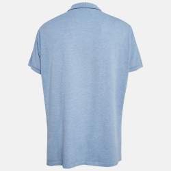 Pre Owned Polo Ralph Lauren Blue Logo Embroidered Cotton Polo T-Shirt XL