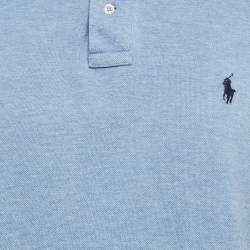 Pre Owned Polo Ralph Lauren Blue Logo Embroidered Cotton Polo T-Shirt XL