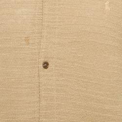 Pre Owned Polo Ralph Lauren Brown Textured Cotton Knit Short Sleeve Shirt XL