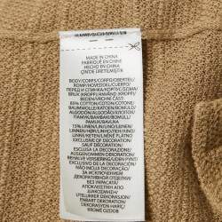 Pre Owned Polo Ralph Lauren Brown Textured Cotton Knit Short Sleeve Shirt XL