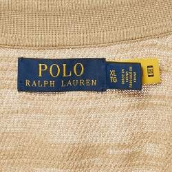 Pre Owned Polo Ralph Lauren Brown Textured Cotton Knit Short Sleeve Shirt XL
