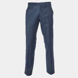 Pre Owned Polo Ralph Lauren Dark Blue Wool Regular Fit Trousers M