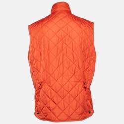 Pre Owned Polo Ralph Lauren Orange Synthetic Quilted Vest L