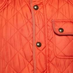 Pre Owned Polo Ralph Lauren Orange Synthetic Quilted Vest L