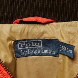Pre Owned Polo Ralph Lauren Orange Synthetic Quilted Vest L
